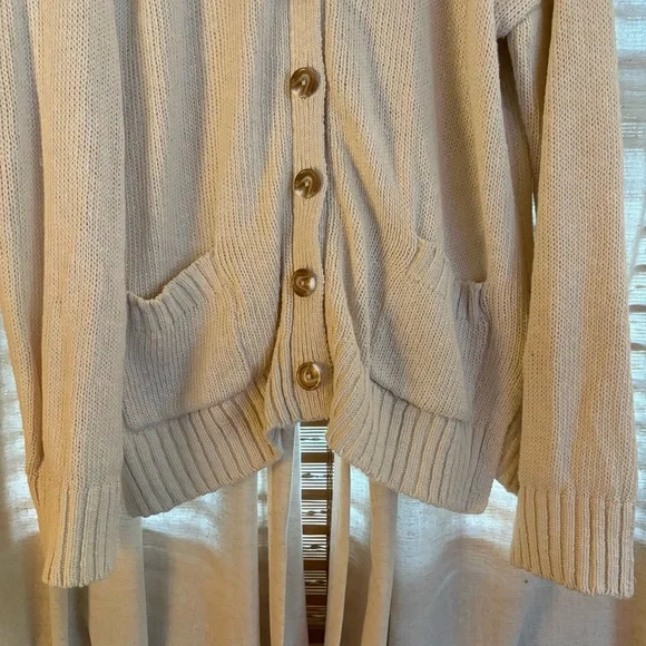 Quince Ivory Cotton Linen Relaxed Cardigan - Picture 4 of 12